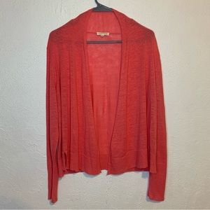 EUC Eileen Fisher Cardigan Sweater Linen Tight Knit Pink/Coral Size Large